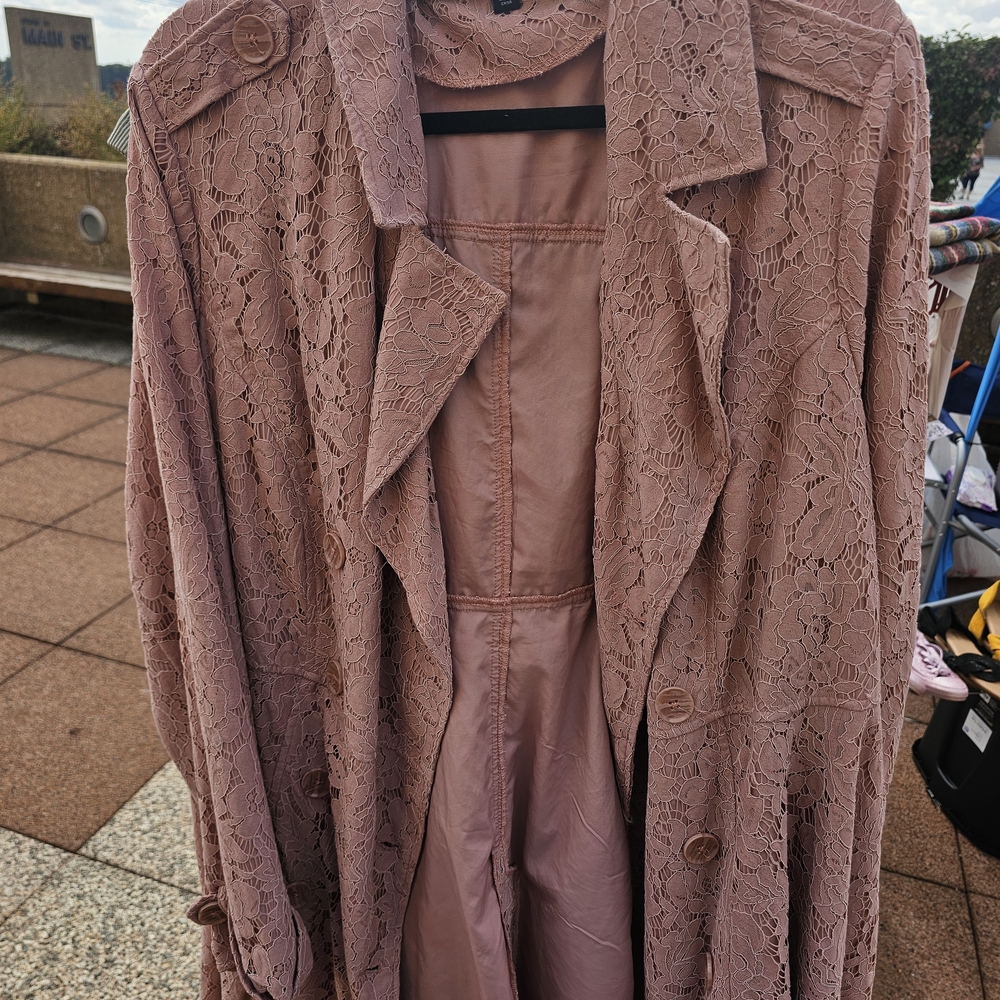 Torrid Lace Trench Coat in Mauve